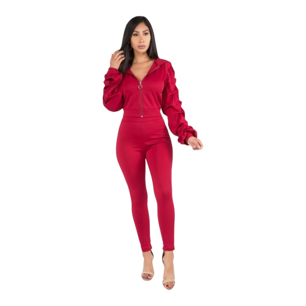 Diva Look Zip-Up Hoody Set in Wine!